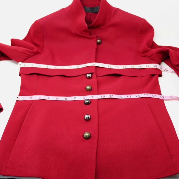 Donna Karan New York Size 8 Red Blazer Stretch Jacket Silver Buttons - Picture 16 of 16